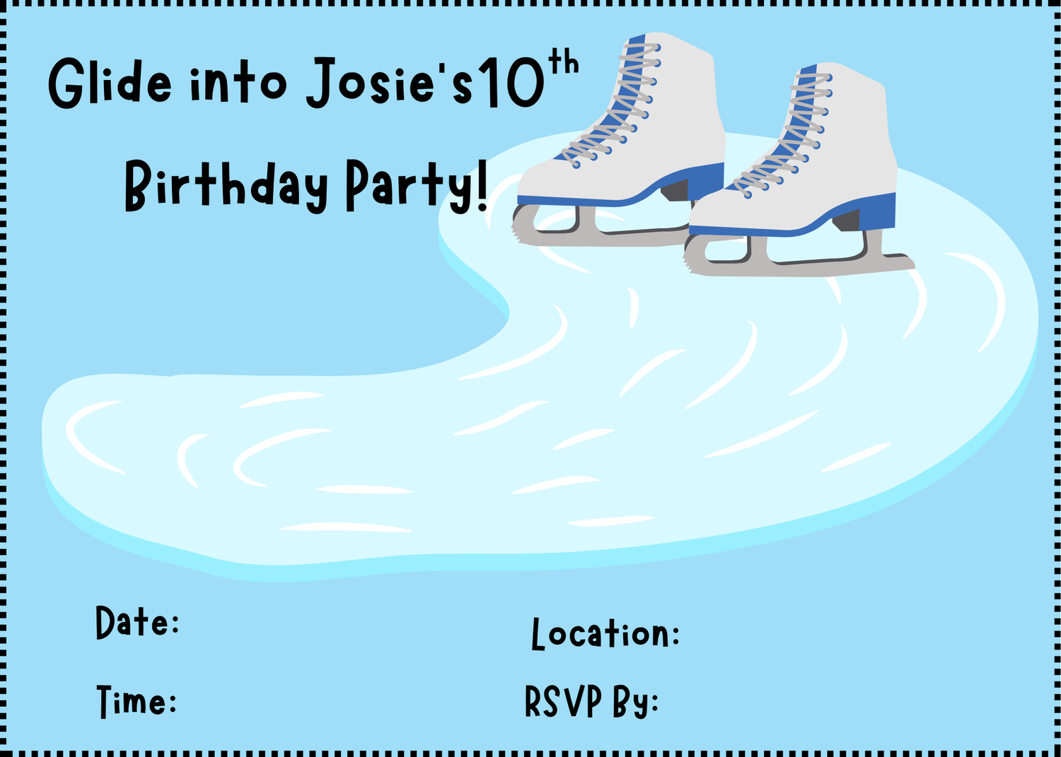 7-12 year old Ice Skating Theme Birthday
