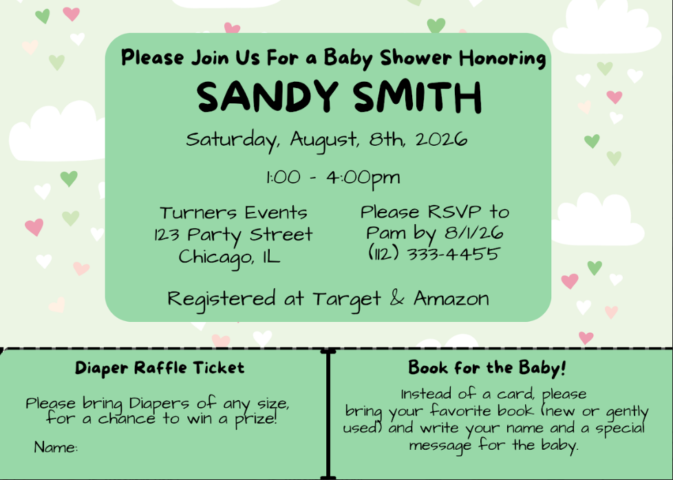 Baby Shower Invite - Green