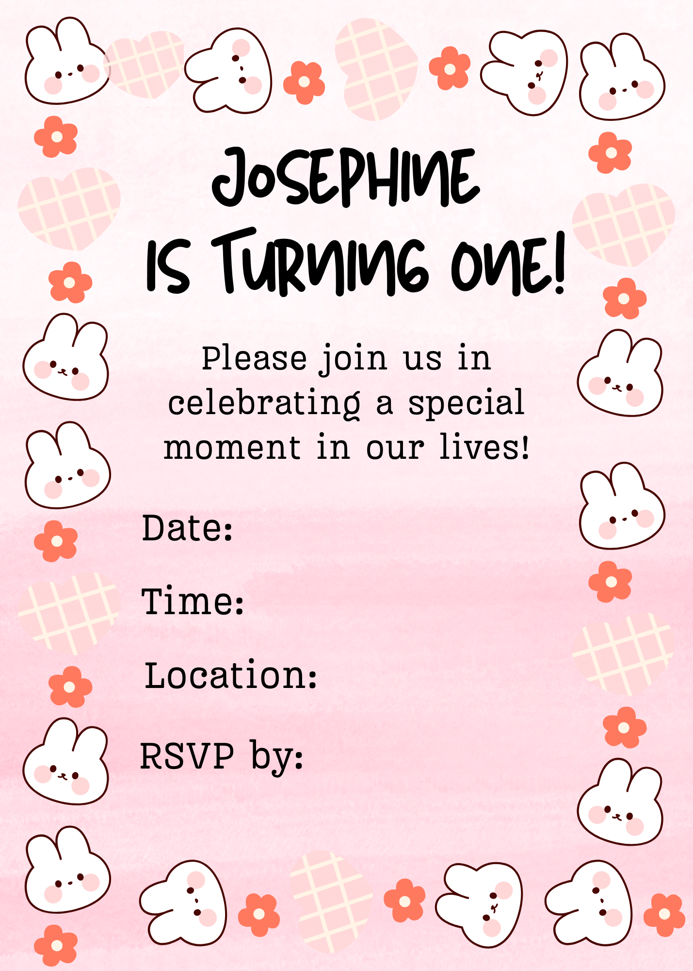 Bunny theme birthday card