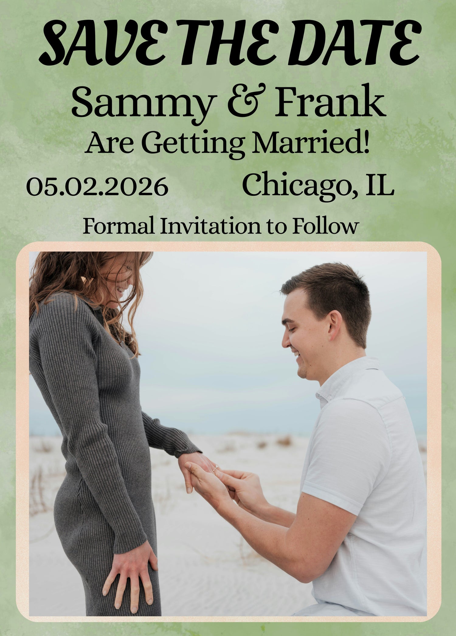 Green Watercolor Style Photo Save the Date