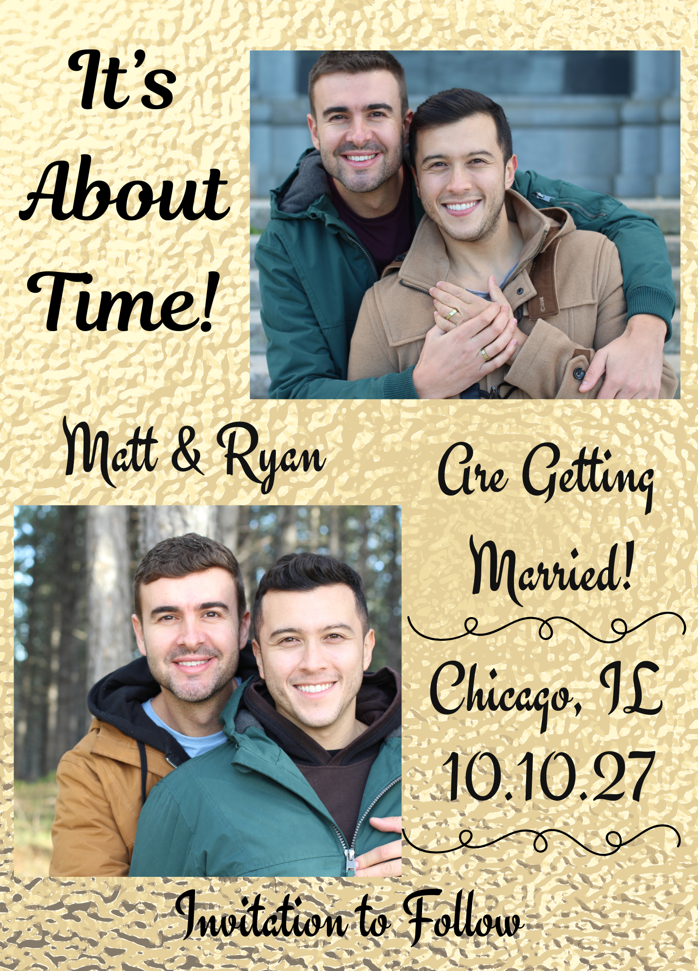 It’s About Time – Faux Gold Foil Save the Date