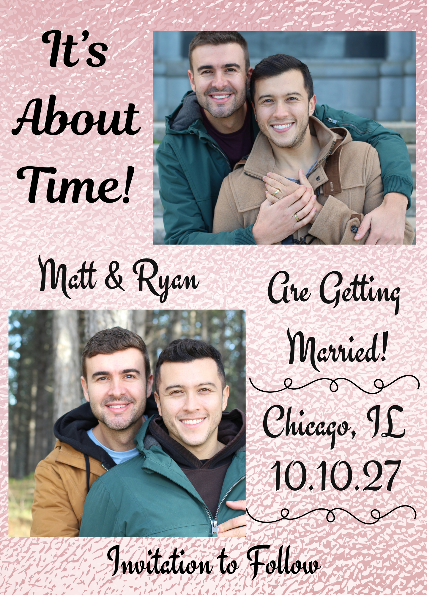 It’s About Time – Faux Rose Gold Foil Save the Date