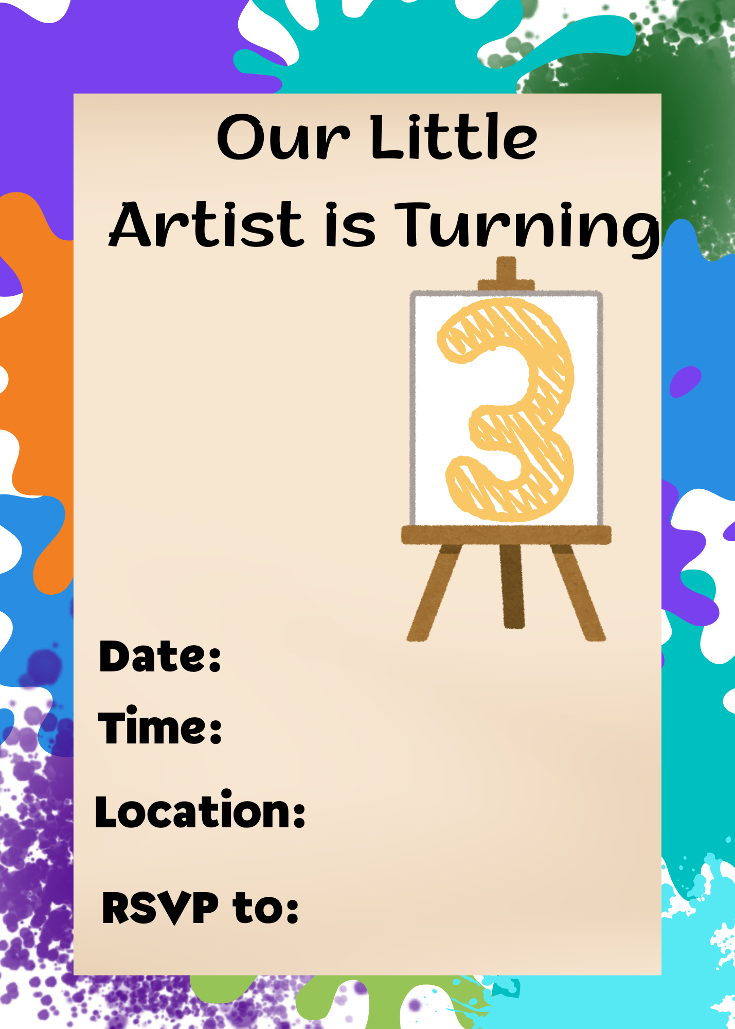 Little Artist Turning Three Birthday