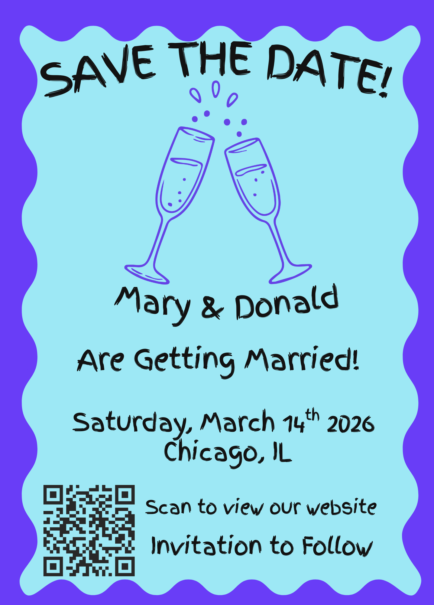 Monochrome Blue Contemporary Save the Date