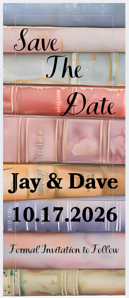 Bookmark size Save the Date with a Book Theme