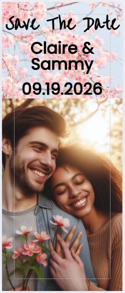 Bookmark Size Save the Date One Photo with Flowers
