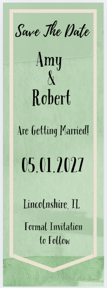 Bookmark Save the Date with a Green Background
