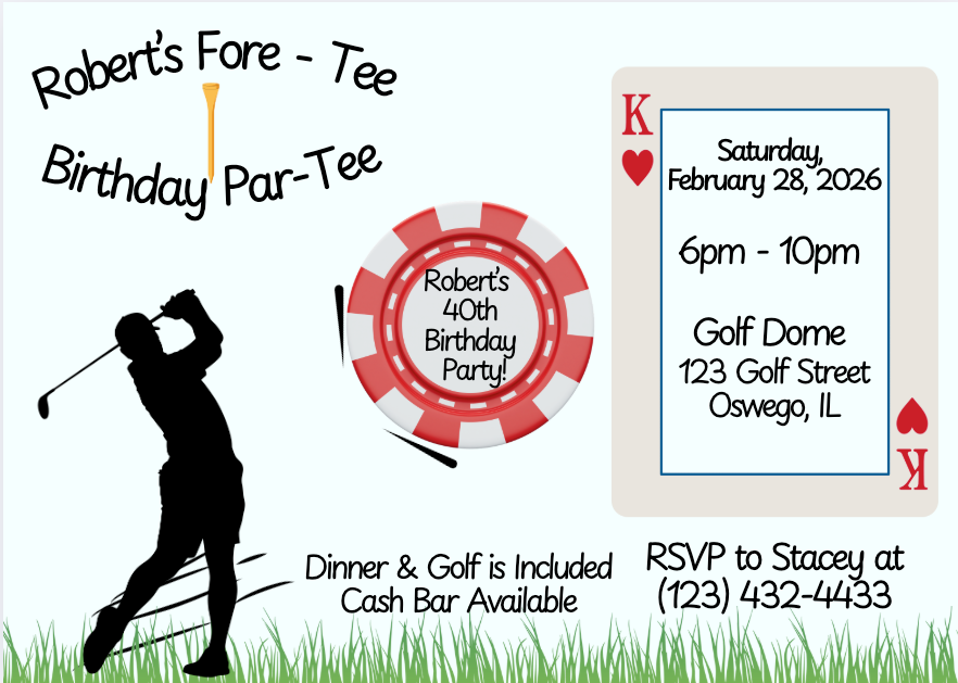 Golf & Casino Adult Birthday
