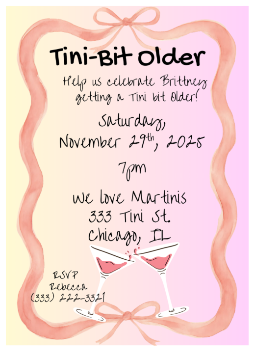 Tini-Bit Older Birthday Invite
