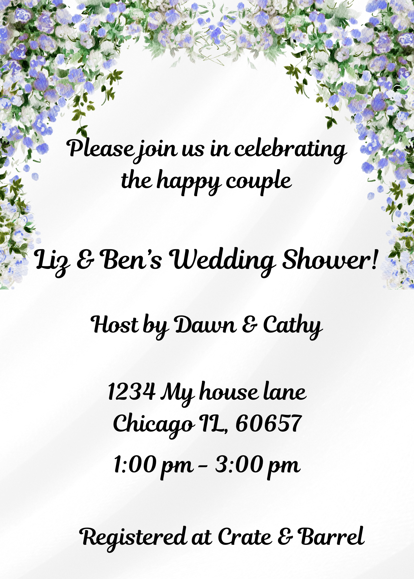 Wedding shower - Blue Flower Invite